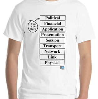Evi Nemeth's 9-layer OSI model t-shirt
